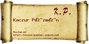 Kaczur Pázmán névjegykártya